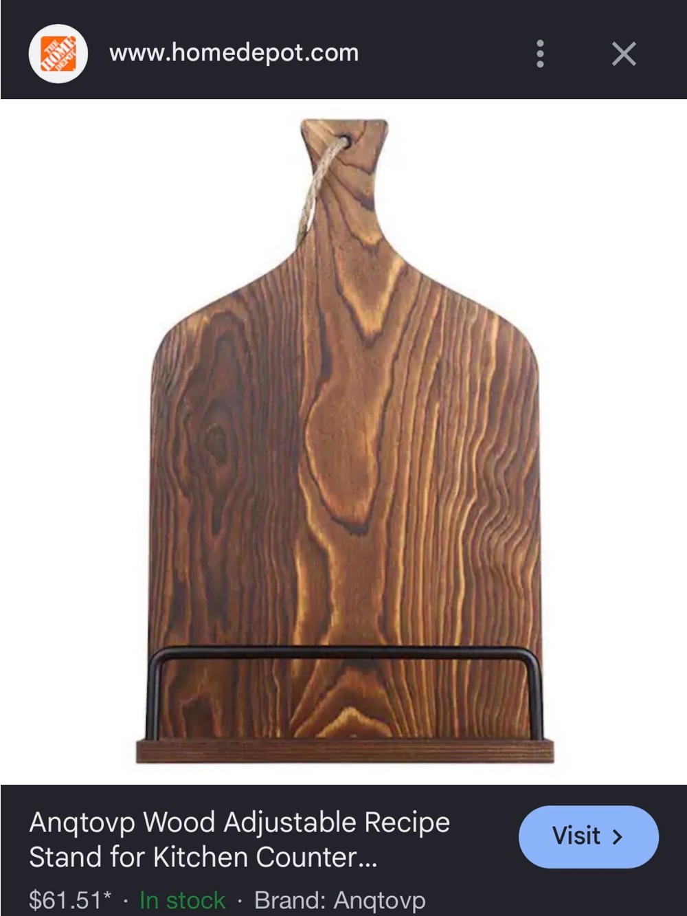 Anqtovp Wood Adjustable Recipe Stand in Rich Brown